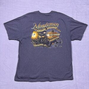 Harley Davidson Minuteman Dartmouth MA Graphic T Shirt Men Large Gray Pocket Tee